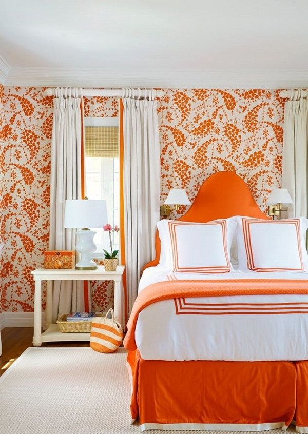 Papel pintado en color naranja