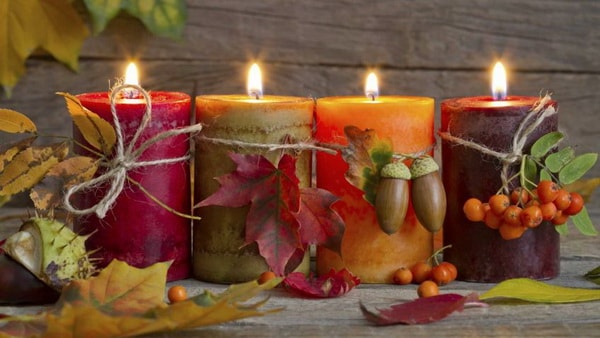 Decoración otoñal con velas