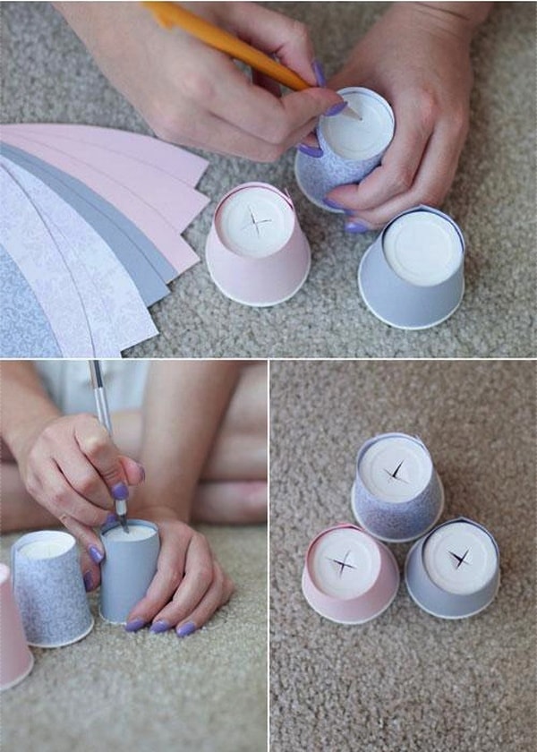 DIY guirnalda de luces con vasos de papel