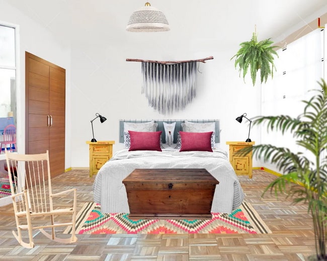 Dormitorio con estilo navajo