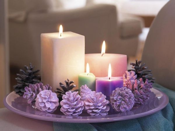 Centro de mesa navideño en color lila