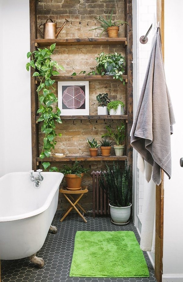 Detalles en color verde para el baño