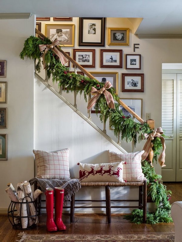 Recibidor decorado para Navidad