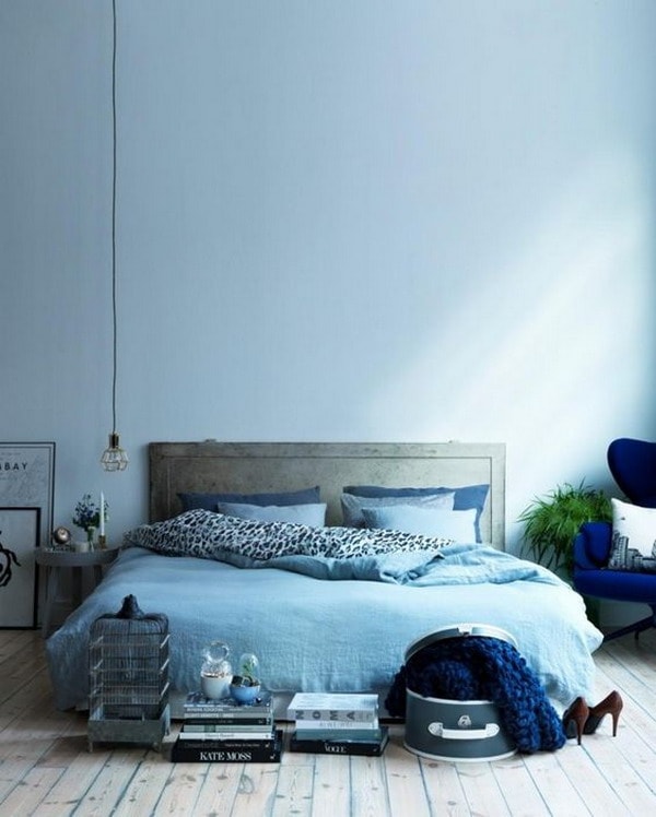 Dormitorio en varias tonalidades de azul