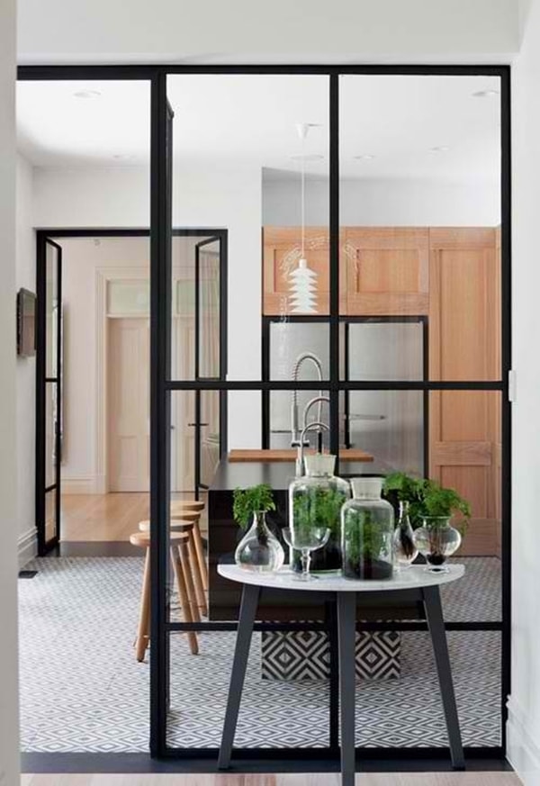 Cerramiento de cristal para cocina con perfiles