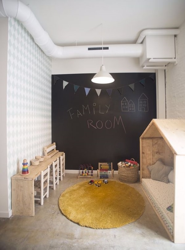 Pared con pintura pizarra