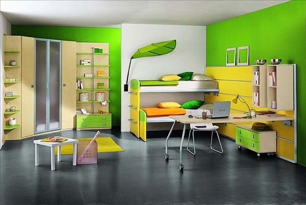 Habitación juvenil en colores vivos