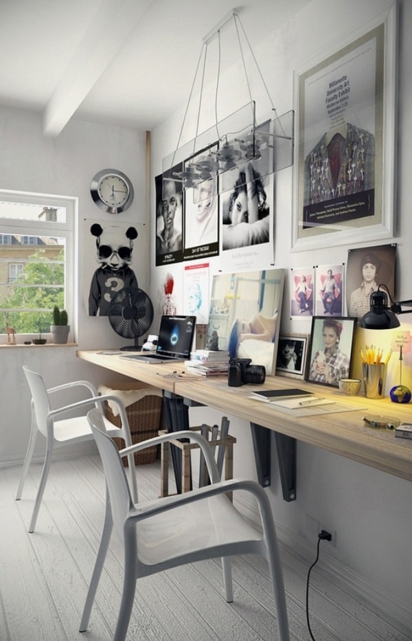 Oficina en casa con estilo moderno e industrial