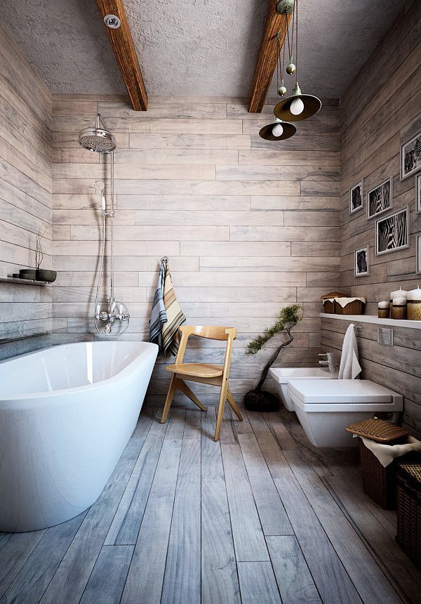Revestimiento de madera para el baño