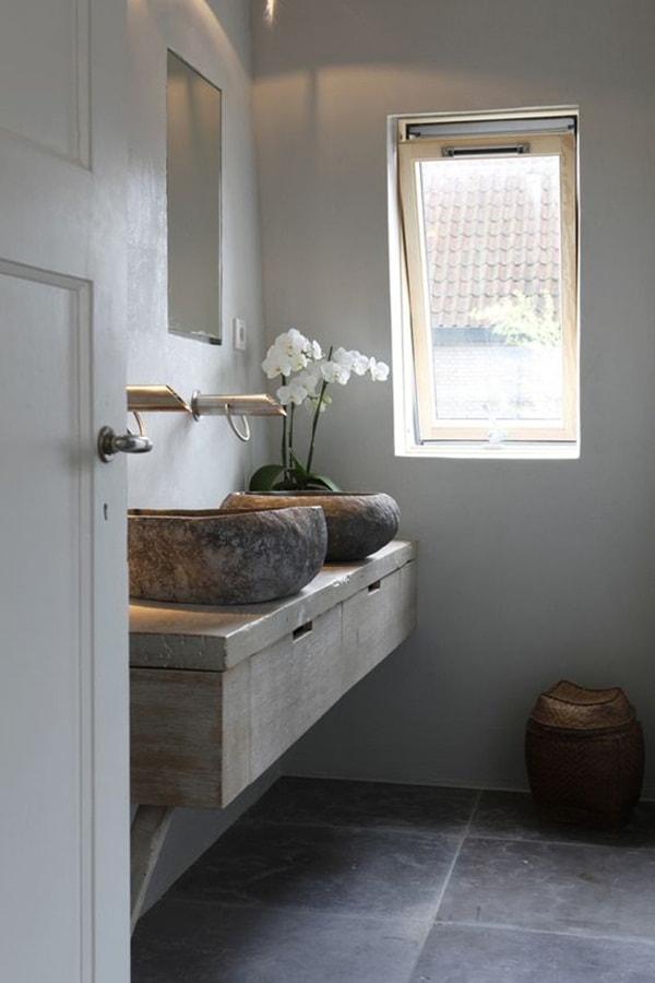 Lavabo doble de piedra