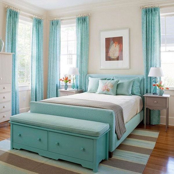 Dormitorio en azul turquesa