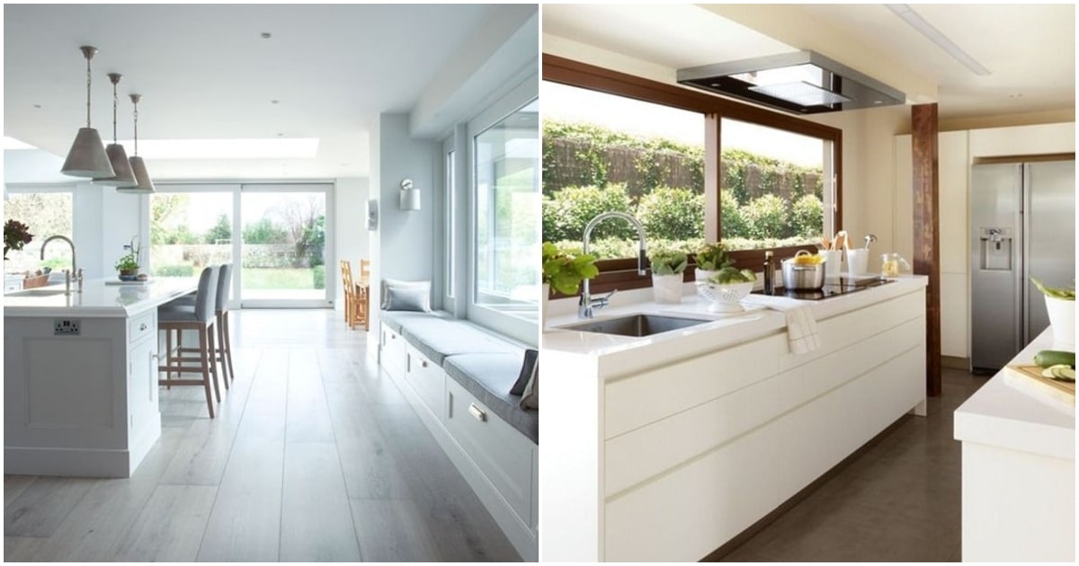 Cocinas con ventanas grandes