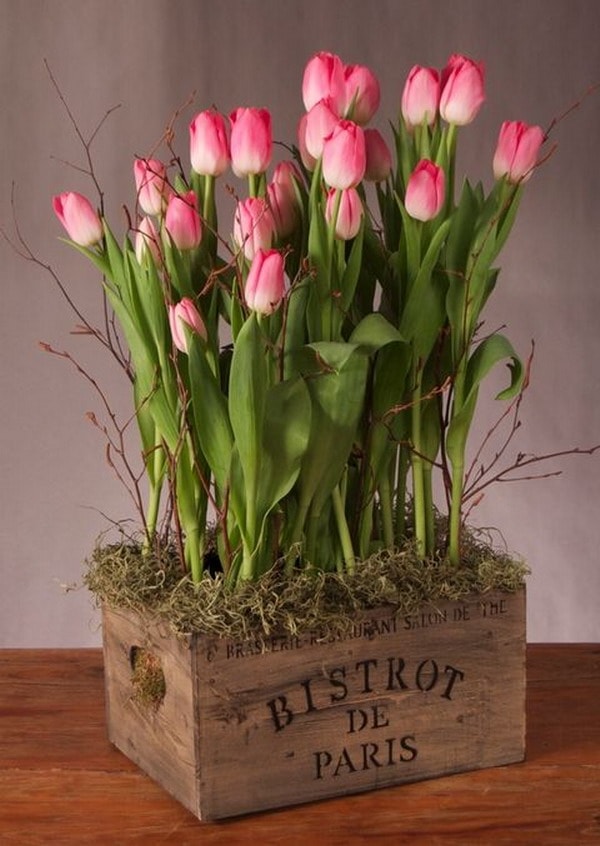 Arreglos florales con tulipanes