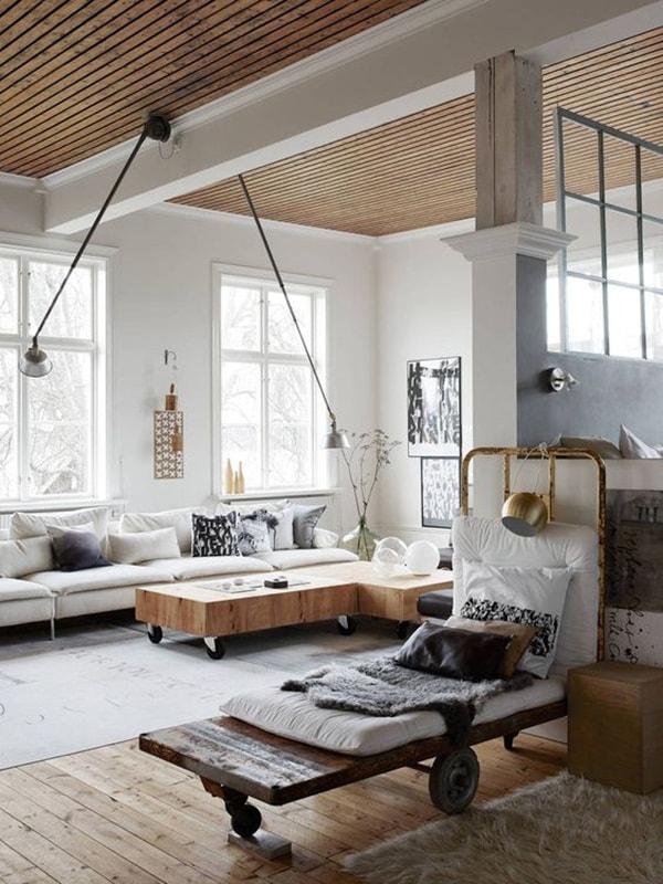Salón con estilo industrial