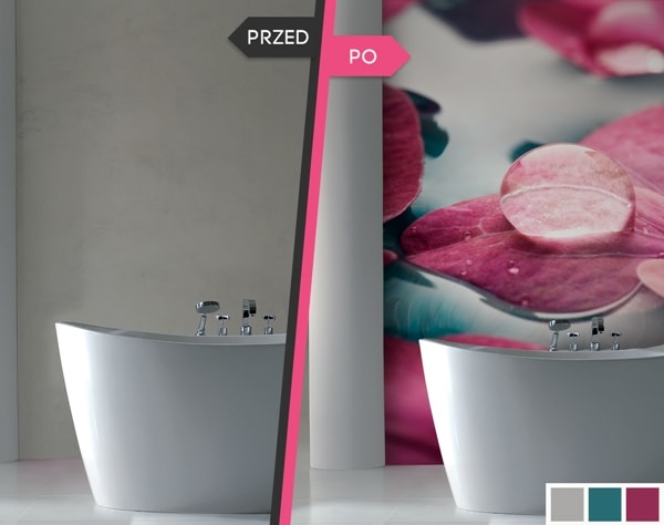 Antes y después, baño con fotomural