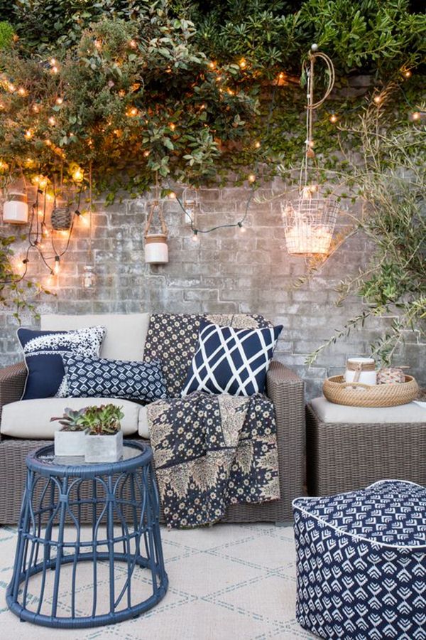 Textil en tonos azules para decorar exteriores