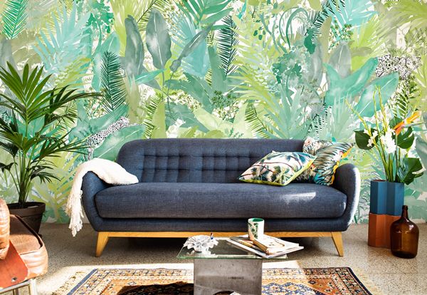 Papeles pintados con diseños tropicales