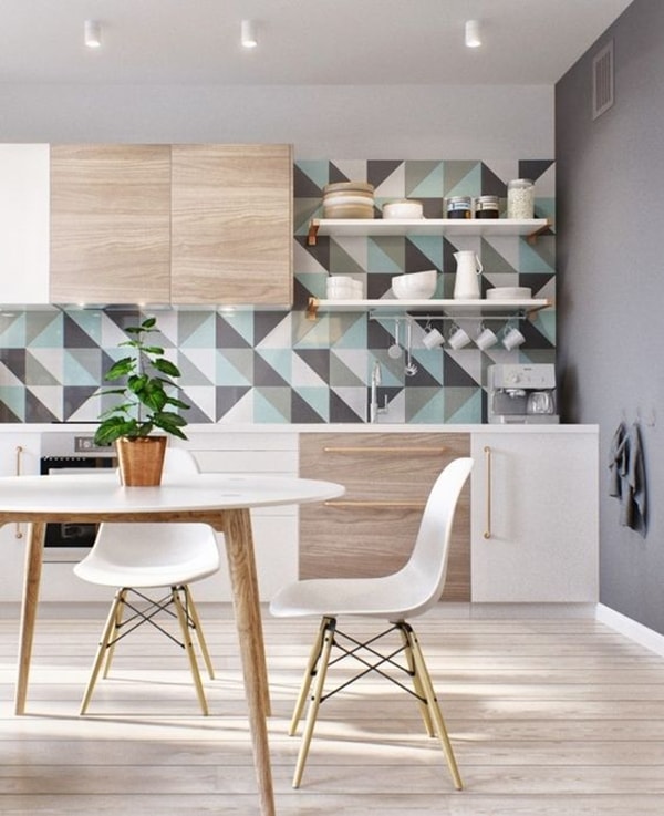 Cocina con detalles de color