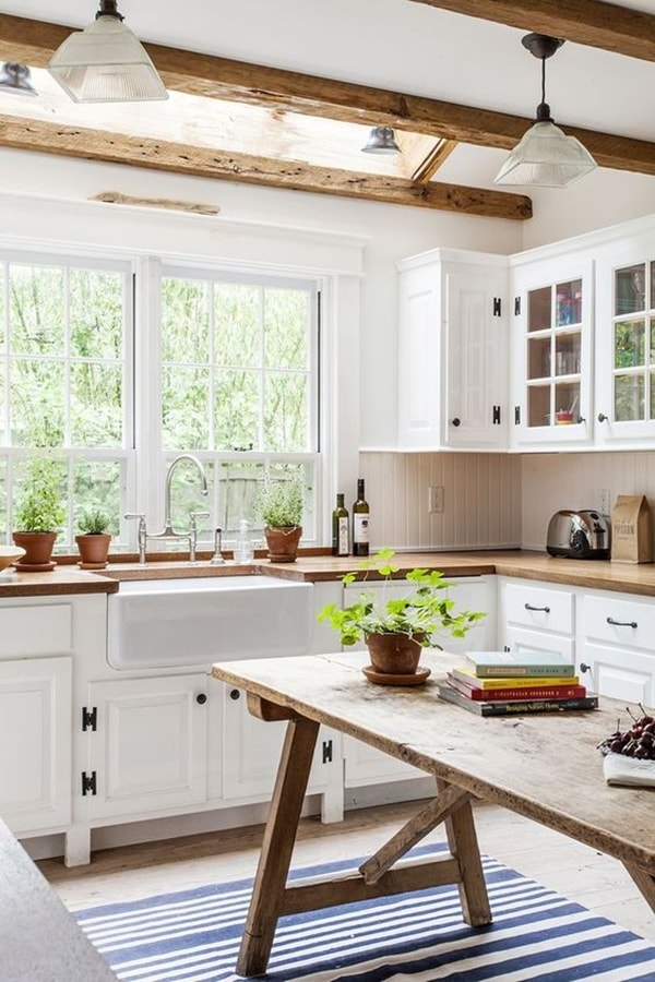 Cocina con encimera de madera