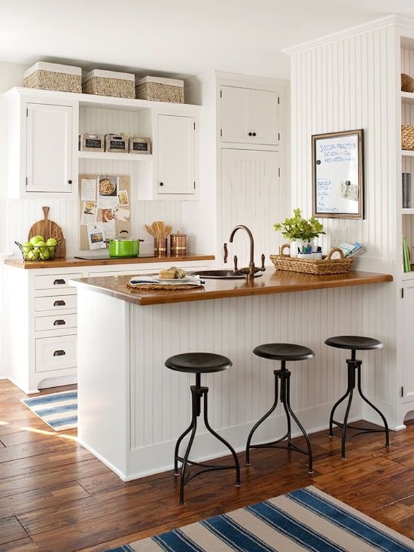 Barra americana en cocina country chic