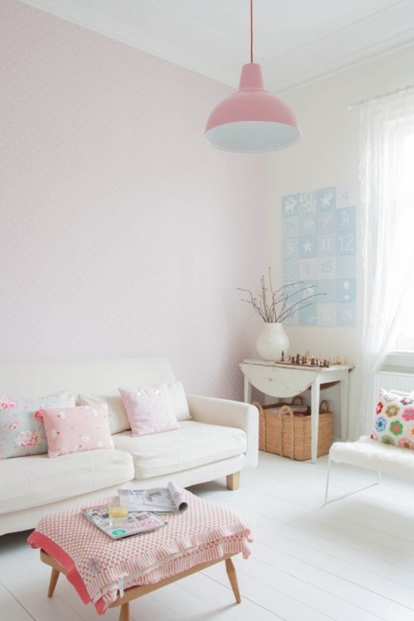 Pared en color rosa pastel