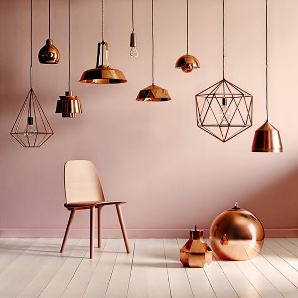 Diferentes diseños de lámparas de cobre