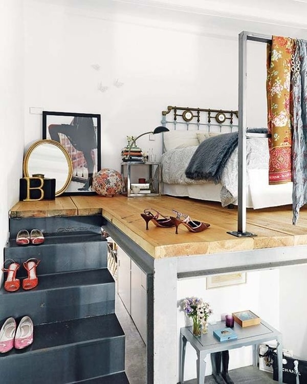 Dormitorio con dos alturas