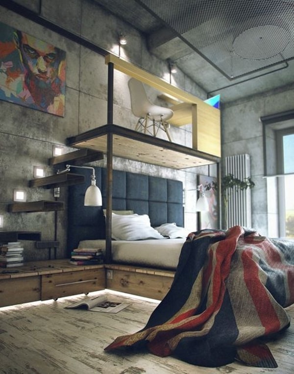 Zona de estudio en habitación a doble altura