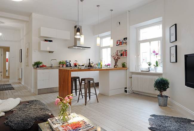 Cocina integrada al comedor