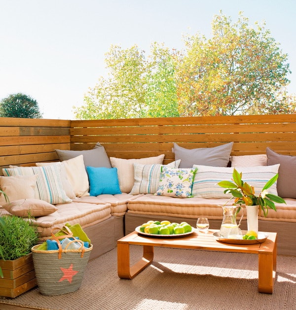 Terraza con madera