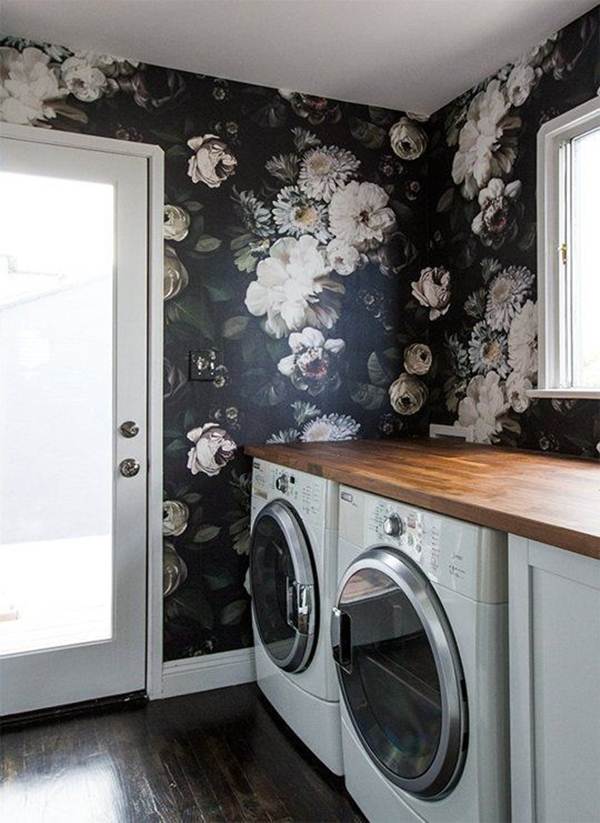Papel pintado en cuarto de lavado