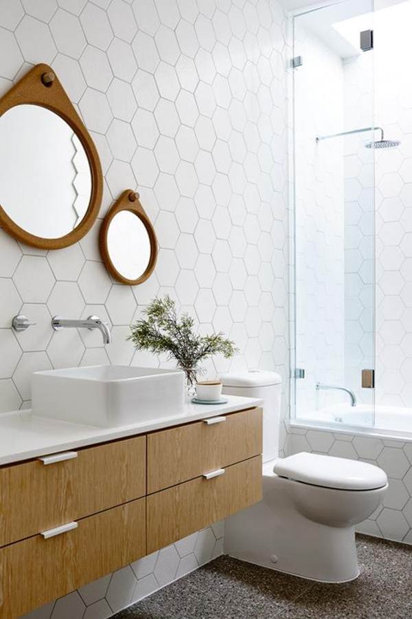 Azulejos exagonales para un baño vintage