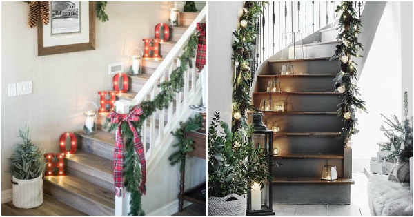Decoración navideña para escaleras - Decoración de Interiores y