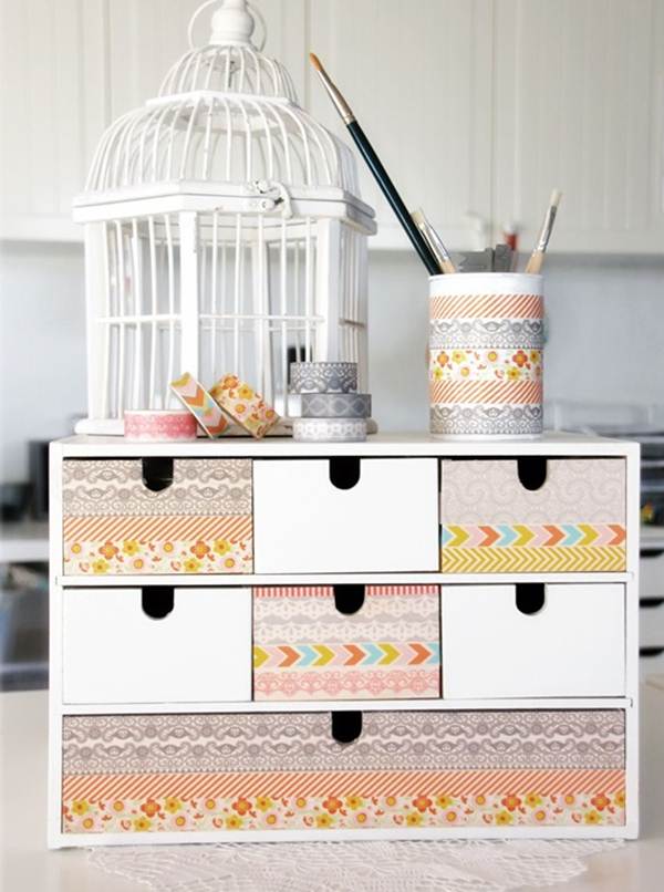 Mueble decorado con cinta Washi