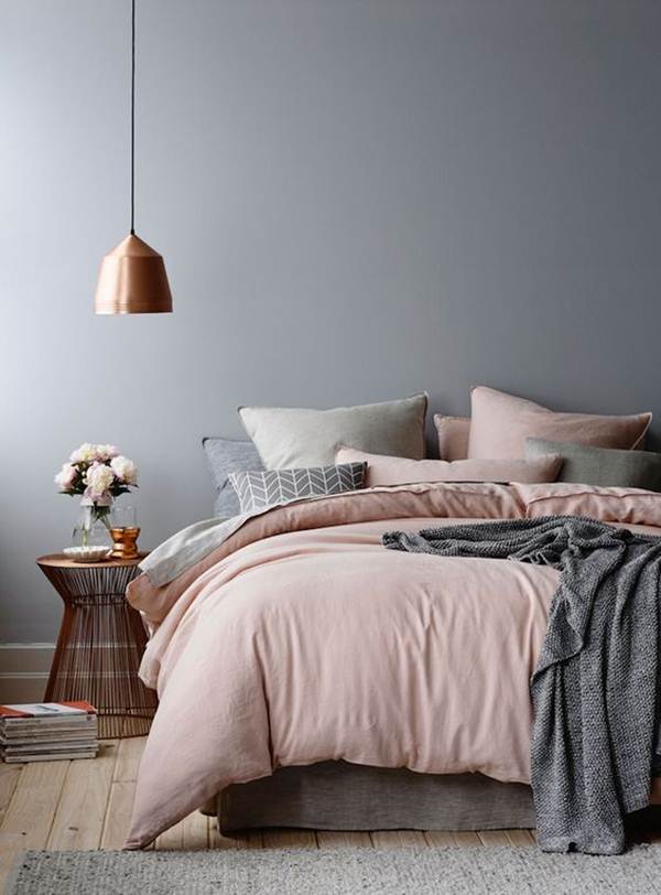 Gris y rosa para un dormitorio soft