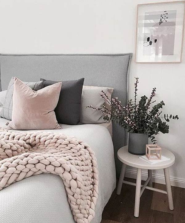 Gris y rosa para un dormitorio soft