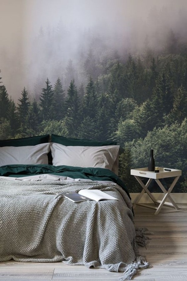 Fotomural con paisaje en el dormitorio