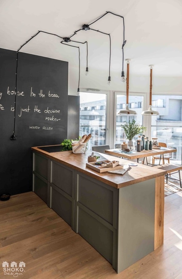 Iluminación estilo industrial en la cocina
