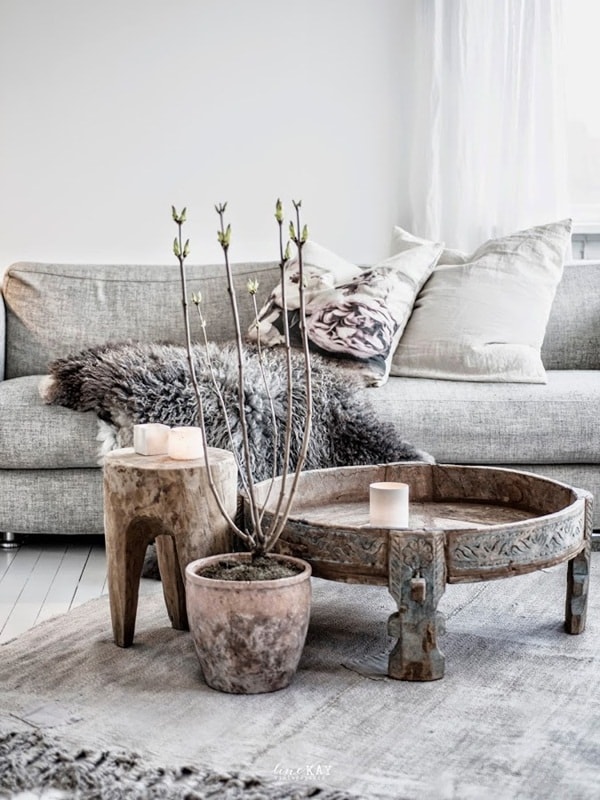 Madera natural en ambiente nórdico bohemio