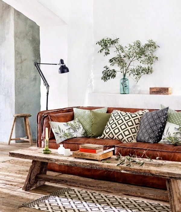 Salón estilo nórdico bohemio