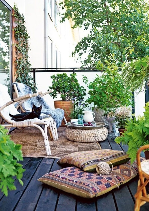 Decoración de balcones con fibras naturales