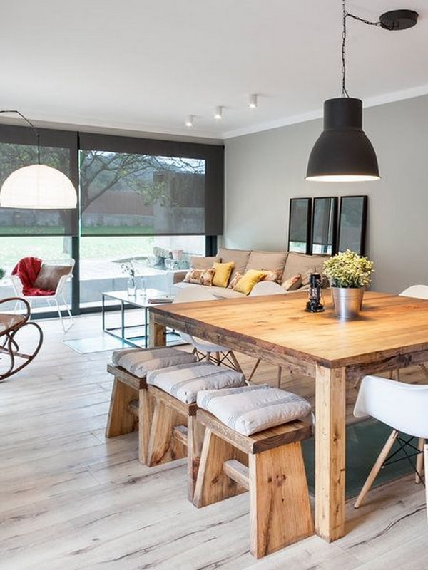 Mesas de madera natural para la decoración de comedores