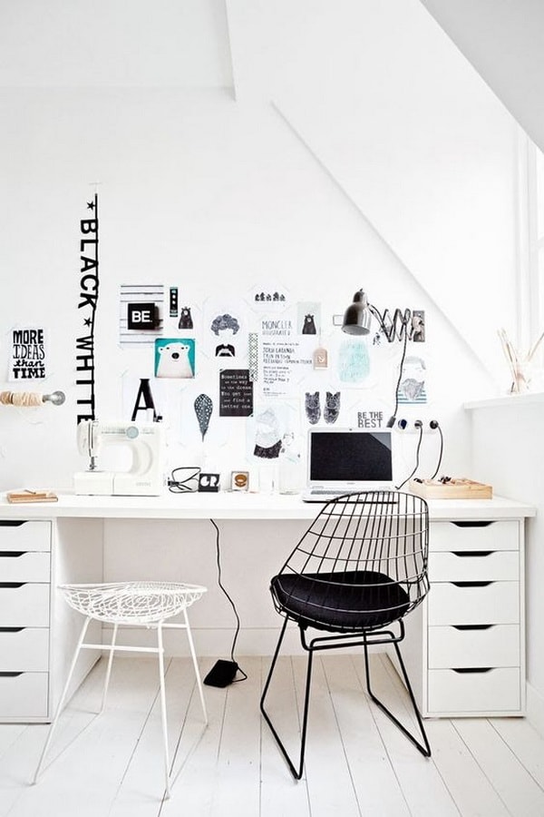 Oficina en casa con espacio de costura
