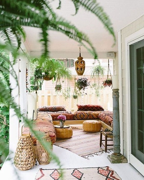 Encantadora terraza boho chic
