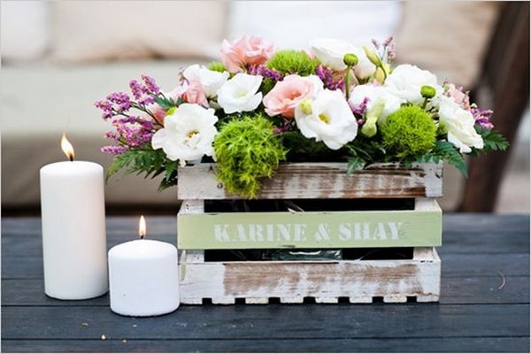 Arreglos florales en cajas de madera