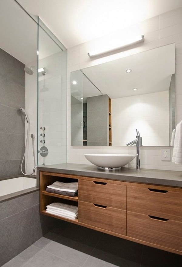 Muebles de madera en baños actuales
