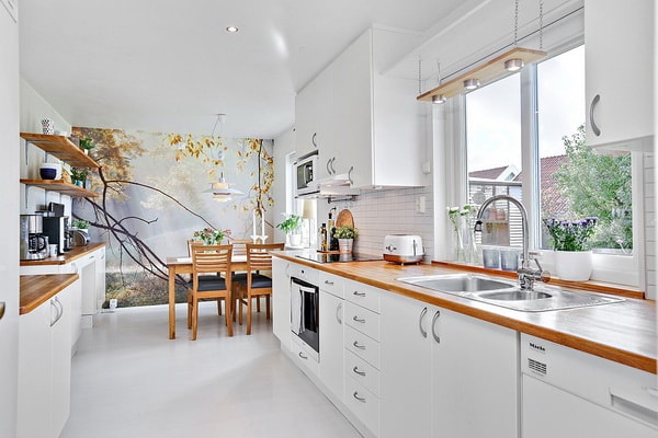 Cocina comedor con fotomural