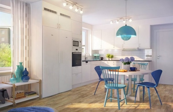 Cocina comedor con mucho color