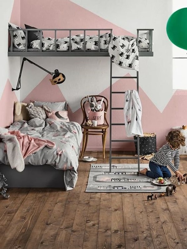 Dormitorios infantiles en rosa pastel
