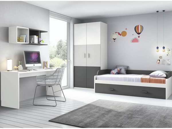 Dormitorio infantil en diferentes tonos de grises